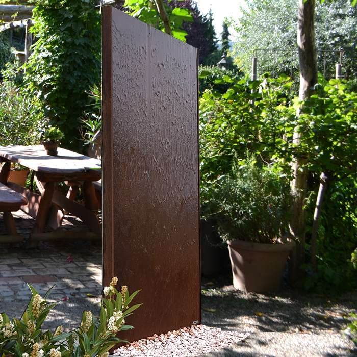 Fontana da giardino a muro con acqua in acciaio Corten