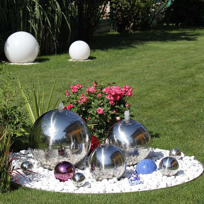 Stainless steel fountain ball elements trio