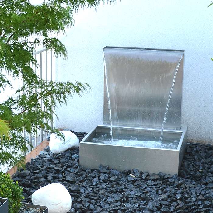 stainless steel fountain-terrace-fountain-waterfall-ontario2016-01 Waterfall stainless steel