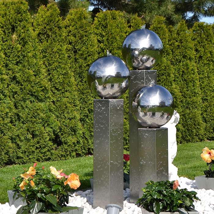 Fontaine de jardin élément boule de fontaine en acier inoxydable