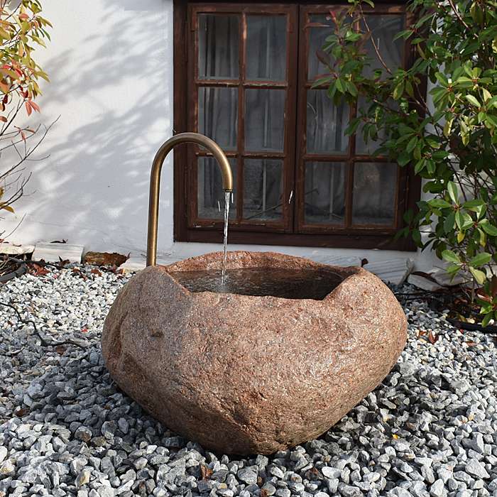 Granite fountain boulder fountain red