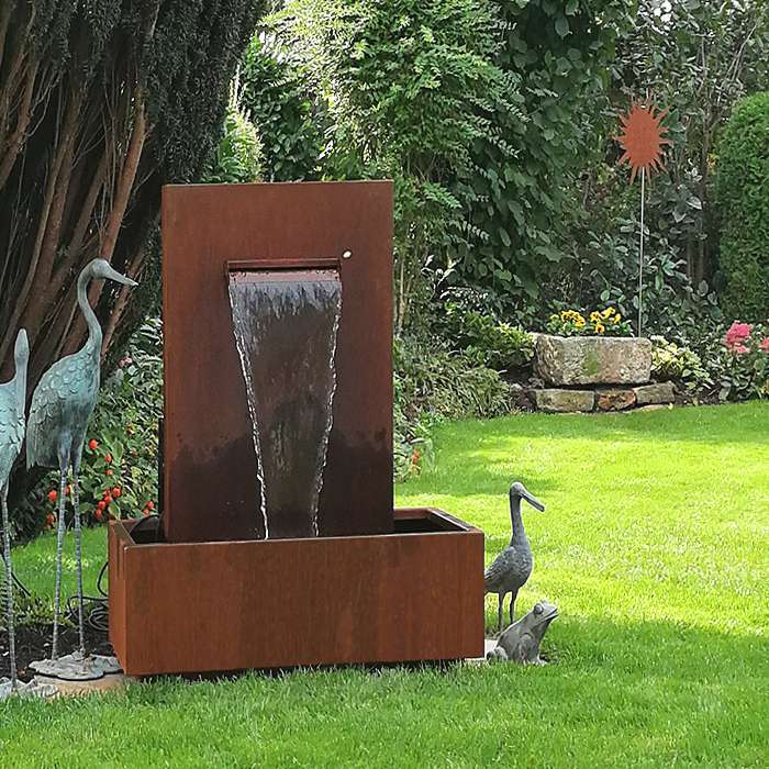 Fontaine de jardin cascade acier corten